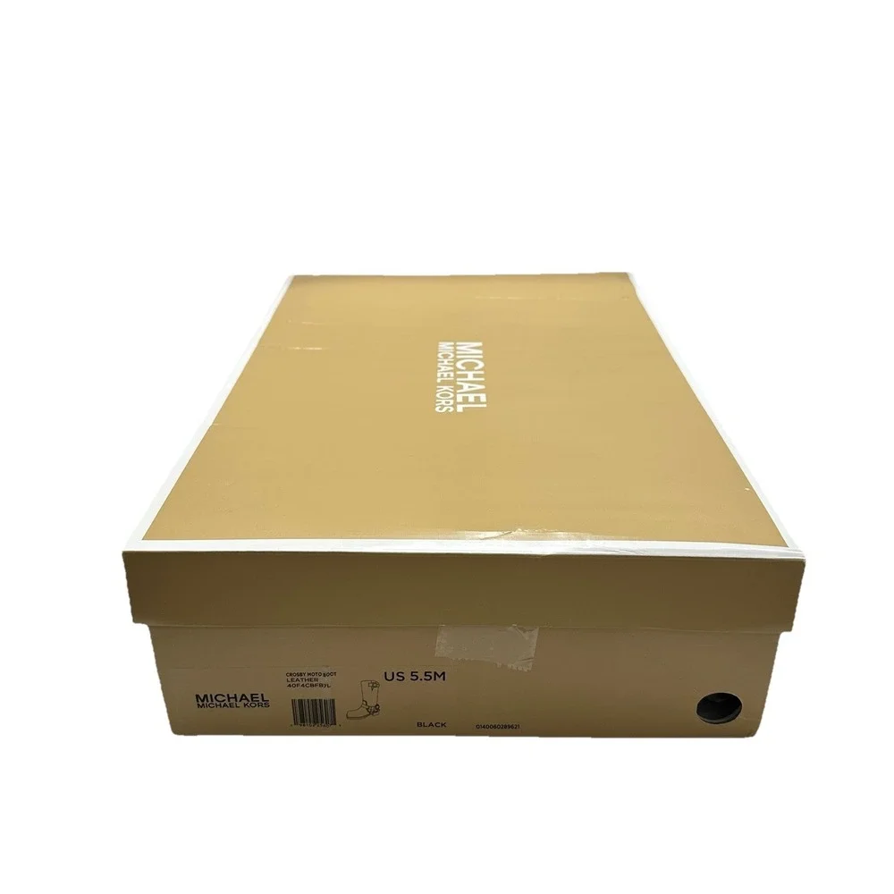 Michael Kors Crosby Moto Boots In Black Size 5.5 Leather Silver Accents with Box - Picture 12 of 12